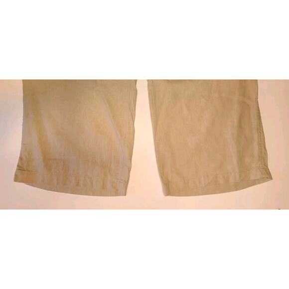 Cato Size XL Tan Linen Blend Wide Leg Pants Drawstring Pockets Pull On Elastic - Picture 4 of 7